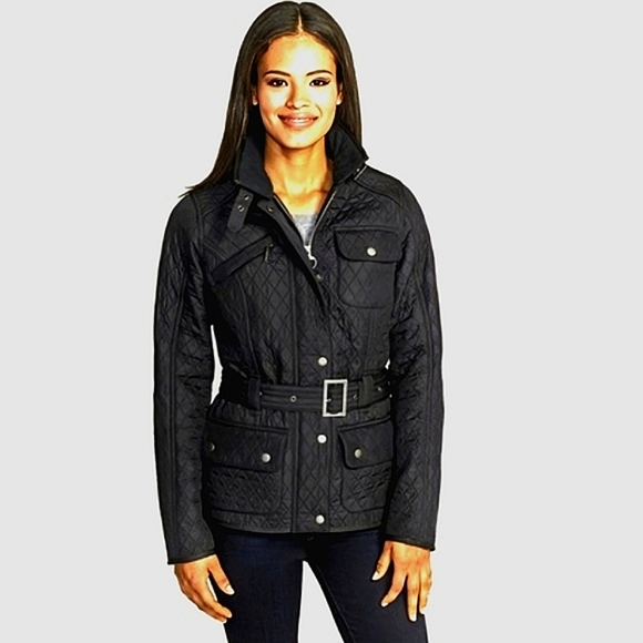 Barbour International Quilted Jacket Black Size 6 - Picture 2 of 9